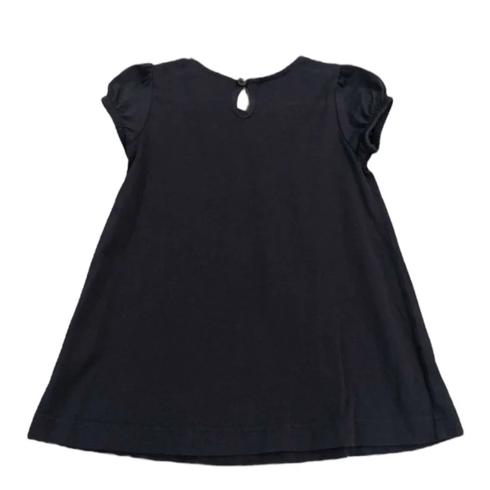 Hanna Andersson Sz 80 (18-24m) Navy Crochet Flower Dress